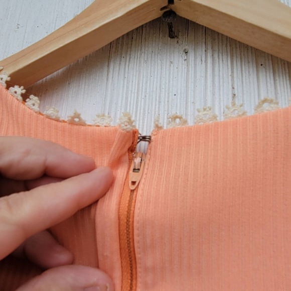 Vintage 70s JC Penney Fashions Peach‎ Sleeveless Maxi Dress 12 - Picture 9 of 11